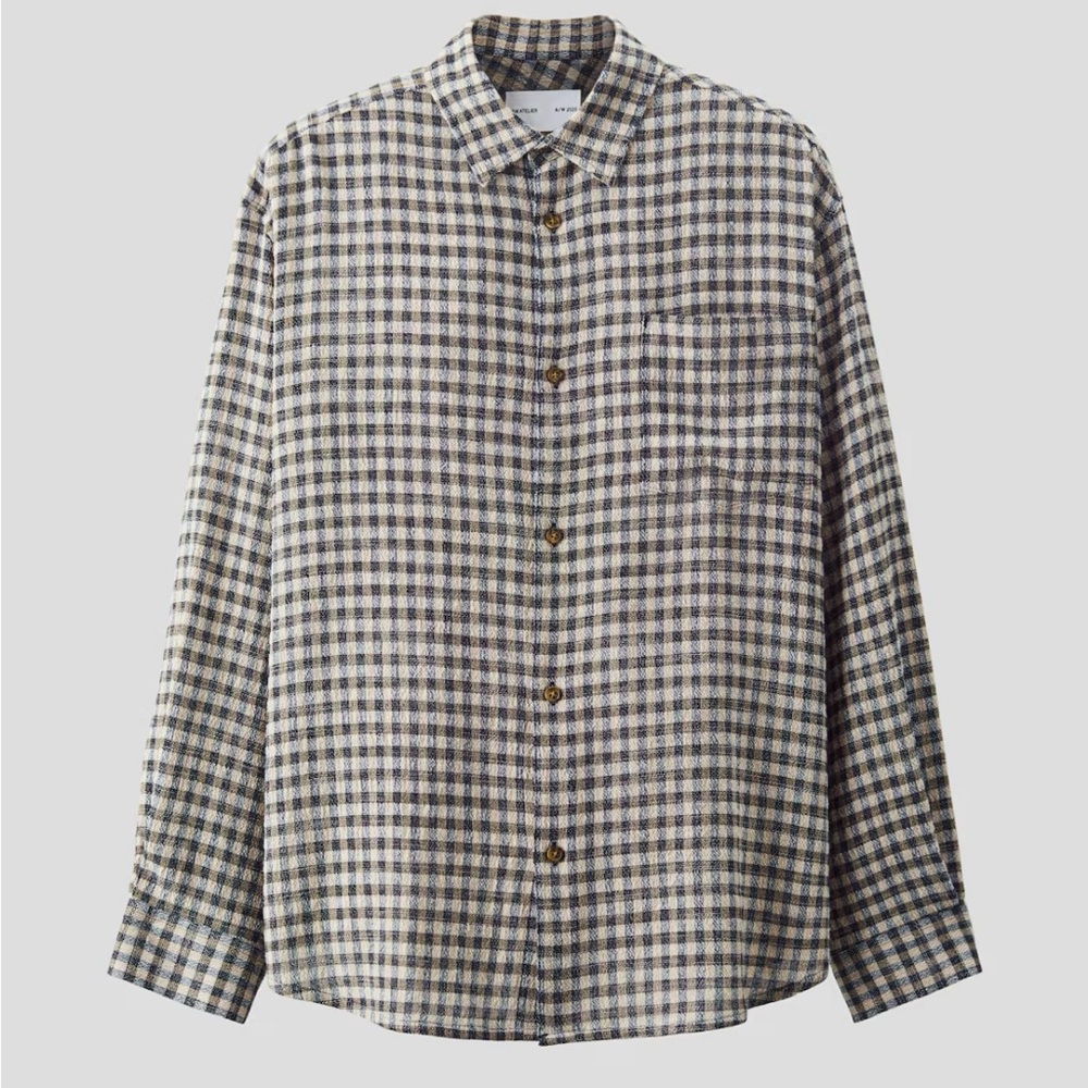 H&M Men's Check Button-Down Shirt in Navy and Cream